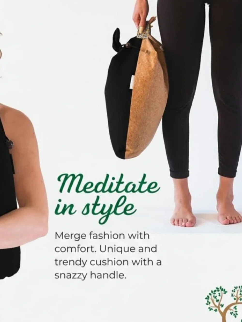 Monk & Llama Meditation Cushion Cork Base & Slate Gray Canvas Zafu Floor Pillow